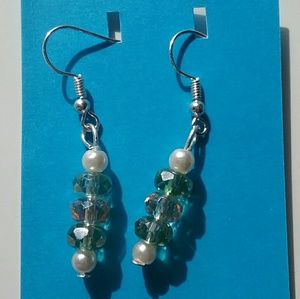 Glass and pearl dangle earrings